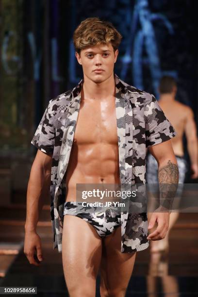 Model walks the runway during the ARGYLE GRANT Show At New York Fashion Week Powered By Arta Hearts Fashion NYFW at The Angel Orensanz Foundation on...