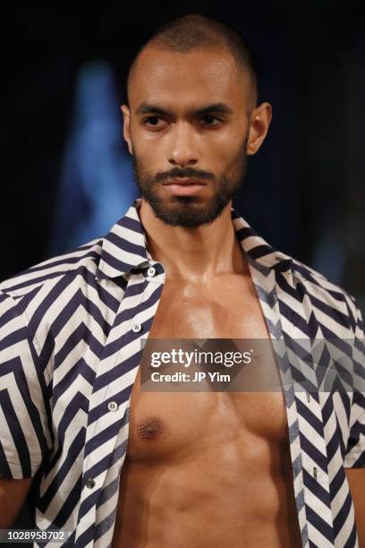 Model walks the runway during the ARGYLE GRANT Show At New York Fashion Week Powered By Arta Hearts Fashion NYFW at The Angel Orensanz Foundation on...