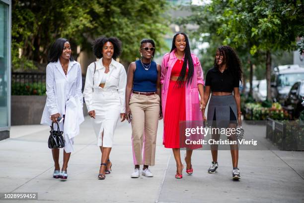 Group of guests seen outside Monse during New York Fashion Week Spring/Summer 2019 on September 7, 2018 in New York City.