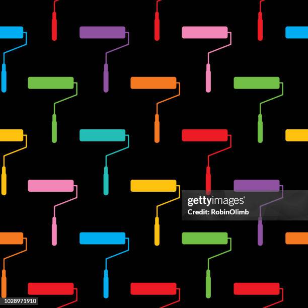 colorful paint roller seamless pattern - wrapping paper roll stock illustrations