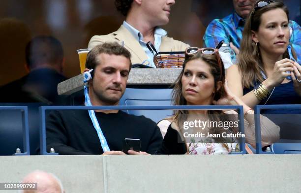 Stavros Niarchos III and Dasha Zhukova attend the men's semifinals on day 12 of the 2018 tennis US Open on Arthur Ashe stadium at the USTA Billie...