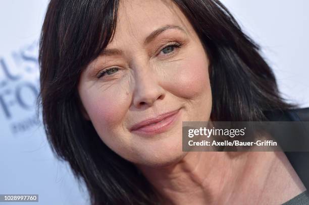 Shannen Doherty attends the sixth biennial Stand Up To Cancer telecast at the Barker Hangar on Friday, September 7, 2018 in Santa Monica, California.