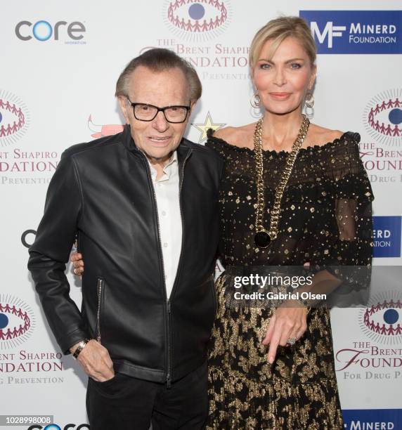 Larry King and Shawn King arrive for The Brent Shapiro Foundation Summer Spectacular on September 7, 2018 in Beverly Hills, California.