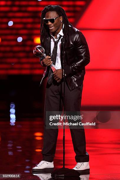 Player Chris Johnson wins an award onstage during the 2010 ESPY Awards at Nokia Theatre L.A. Live on July 14, 2010 in Los Angeles, California.