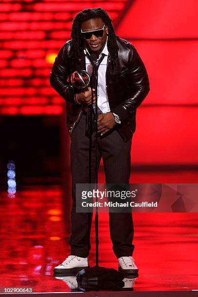 Player Chris Johnson wins an award onstage during the 2010 ESPY Awards at Nokia Theatre L.A. Live on July 14, 2010 in Los Angeles, California.