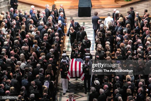 Church service during the funeral for U.S. Sen. John McCain at the National Cathedral on September 1, 2018 in Washington, DC. The late senator died...