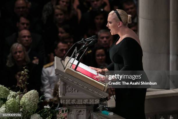 Meghan McCain delivers a eulogy during the funeral for U.S. Sen. John McCain at the National Cathedral on September 1, 2018 in Washington, DC. The...