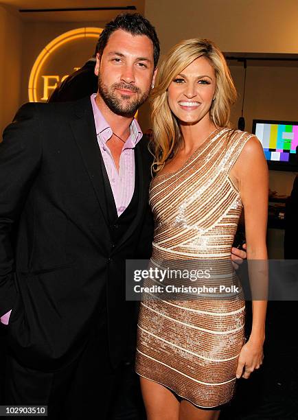 Dancer Maksim Chmerkovskiy and ESPN talent Erin Andrews pose at the 2010 ESPY Awards at Nokia Theatre L.A. Live on July 14, 2010 in Los Angeles,...