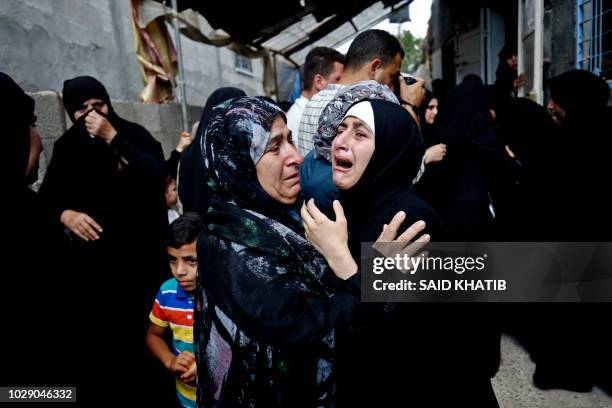 Palestinian relative mourns over the death of 17-year-old Palestinian boy Belal Khafaja, killed the day before by Israeli forces during a protest at...