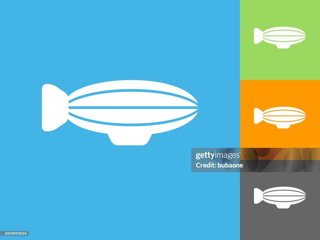Blimp Flat Icon on Blue Background