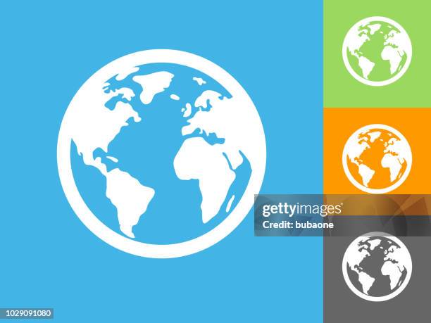 globe  flat icon on blue background - planet earth stock illustrations