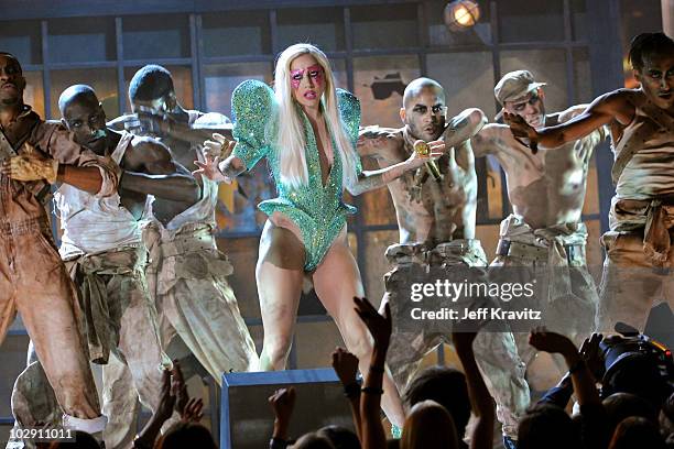 Musician Lady GaGa performs onstage during the 52nd Annual GRAMMY Awards held at Staples Center on January 31, 2010 in Los Angeles, California.