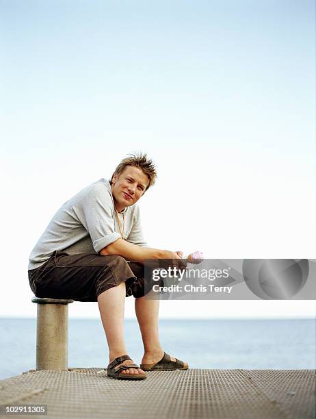 Chef Jamie Oliver poses for a portrait shoot in Italy.