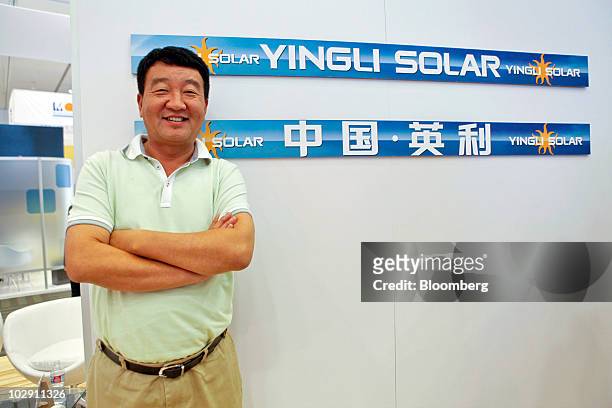 Liansheng Miao, chairman and chief executive officer of Yingli Green Energy, based in Baoding, China, stands for a portrait in front of the company's...