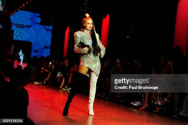 Paris Hilton walks the runway at Disney Villains x The Blonds NYFW Show during New York Fashion Week: The Shows at Gallery I at Spring Studios on...
