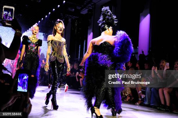 Models walk the runway at Disney Villains x The Blonds NYFW Show during New York Fashion Week: The Shows at Gallery I at Spring Studios on September...