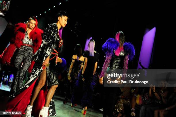 Models walk the runway at Disney Villains x The Blonds NYFW Show during New York Fashion Week: The Shows at Gallery I at Spring Studios on September...