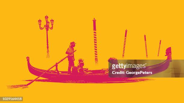 Venice Gondola And Mooring Poles In The Mist High-Res Vector Graphic -  Getty Images