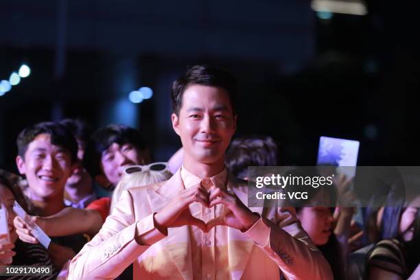 South Korean actor Jo In-sung attends the showcase of film 'The Great Battle' at Cheonggye Plaza on August 31, 2018 in Seoul. South Korea.