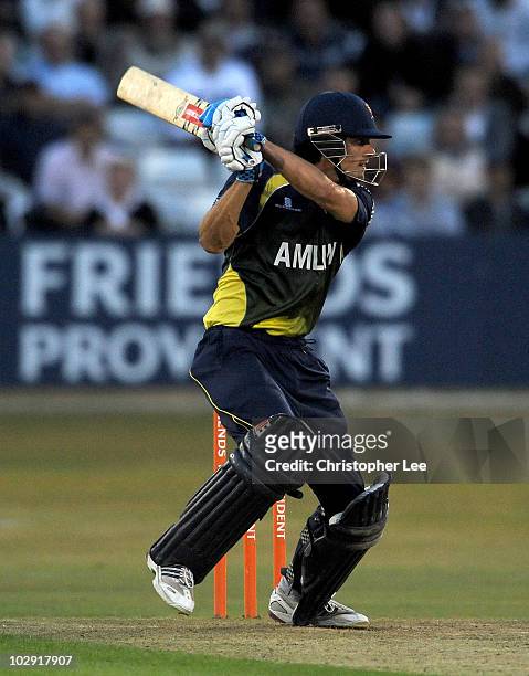 Alastair Cook of Essex in action during the Friends Provident Twenty20 match between Essex and Gloucestershire at the Ford County Ground on July 15,...