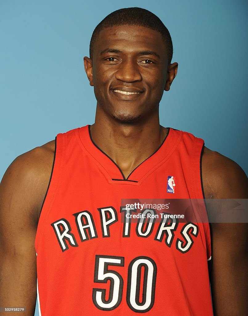 Solomon Alabi of the Toronto Raptors pose for a photograph during the ...