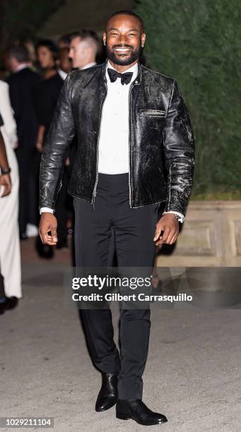 Model Tyson Beckford is seen arriving at the Ralph Lauren 50th Anniversary event during New York Fashion Week at Bethesda Terrace in Central Park on...