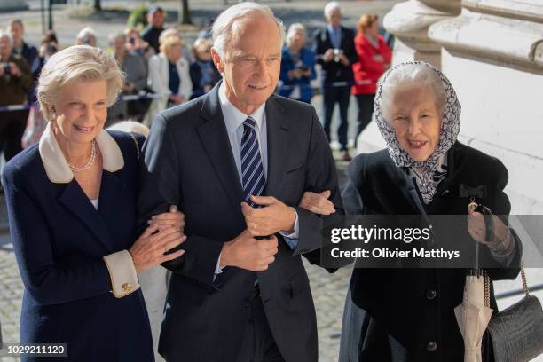 Archduke Karl Christian of Austria and Marie Astrid of Luxembourg arrive prior to attend a mass to remember the 25th anniversary of the death of King...