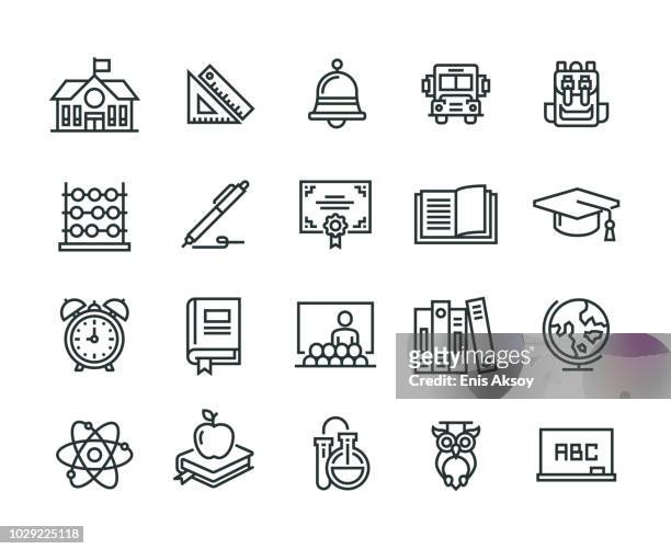 back to school line icon - education stock illustrations