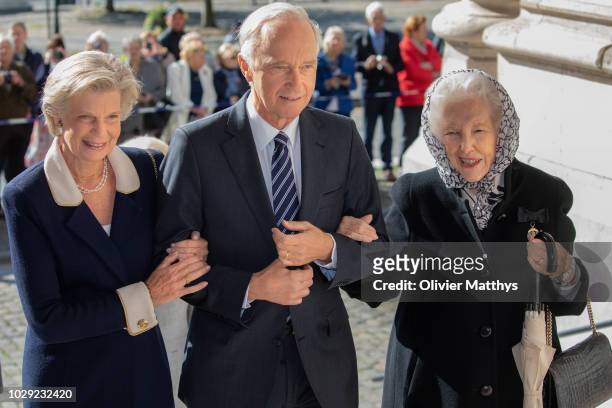 Marie Astrid of Luxembourg, Archduke Karl Christian of Austria and Margarete of Luxembourg arrive prior to attend a mass to remember the 25th...