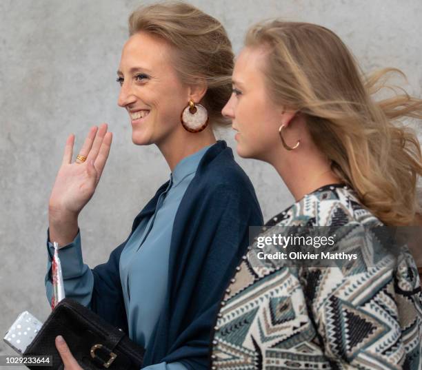 Princess Maria Laura of Belgium and Princess Louisa Maria of Belgium a the mass to remember the 25th anniversary of the death of King Baudouin at...