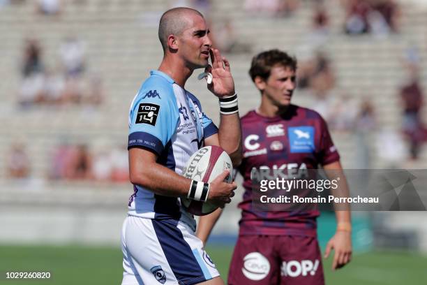Ruan Pienaar of Montpellier gestures during the French Top 14 match between Union Bordeaux Begles and Montpellier Herault Rugby at Stade...