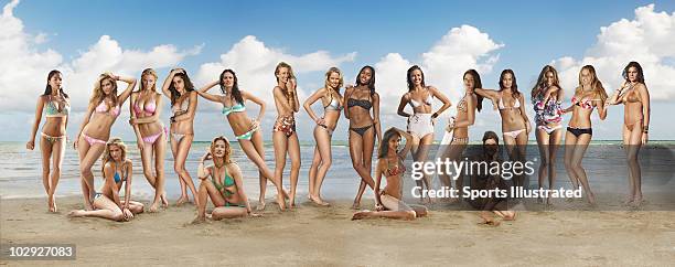 Composite photo illustration of Jessica Gomes, Bar Refaeli, Esti Ginzburg, Brookyln Decker, Zoe Duchesne, Julie Ordon, Dominique Piek, Julie...