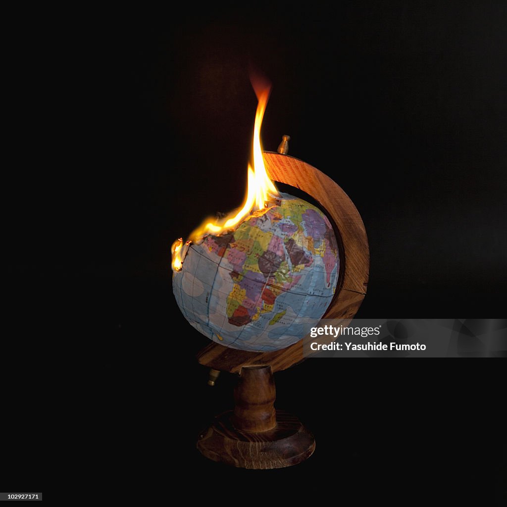 A burning globe.