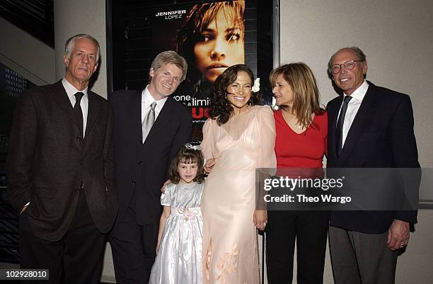 Director Michael Apted, producer Rob Cowan, Juliette Lewis, Tessa Allen, Jennifer Lopez, Chair of Columbia Pictures Amy Pascal and producer Irwin...