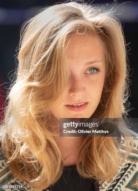 Princess Louisa Maria of Belgium leaves a the mass to remember the 25th anniversary of the death of King Baudouin at Notre Dame Church on September...