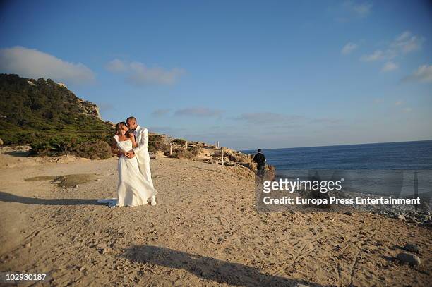 Dutch football player John Heitinga and Charlotte Sophie Zenden at their wedding on July 15, 2010 in Ibiza, Spain.