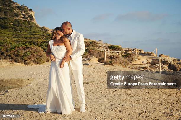 Dutch football player John Heitinga and Charlotte Sophie Zenden at their wedding on July 15, 2010 in Ibiza, Spain.