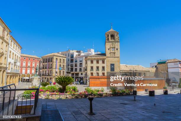 clock tower (torre del reloj) in úbeda, andalusia, spain - reloj stock pictures, royalty-free photos & images