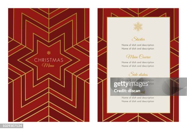 ilustrações de stock, clip art, desenhos animados e ícones de christmas menu template with geometric snowflake - menu