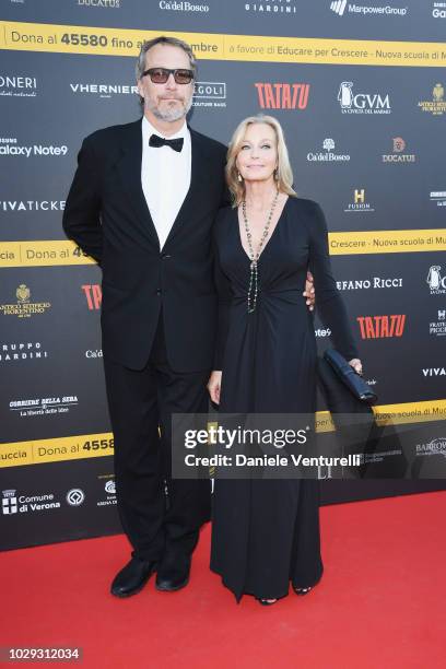 John Corbett and Bo Derek attend Celebrity Fight Night at Arena di Verona on September 8, 2018 in Verona, Italy.