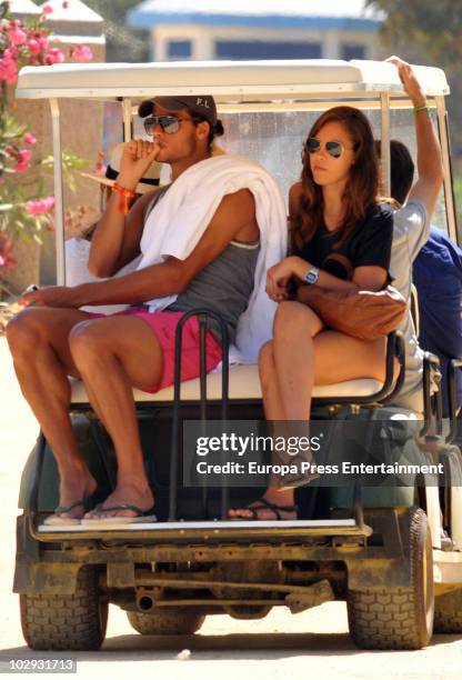 Spanish tennis player Feliciano Lopez and his new girlfriend are seen sighting on July 16, 2010 in Marbella, Spain.