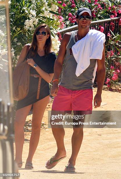 Spanish tennis player Feliciano Lopez and his new girlfriend are seen sighting on July 16, 2010 in Marbella, Spain.