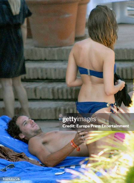 Spanish tennis player Feliciano Lopez and his new girlfriend are seen sighting on July 16, 2010 in Marbella, Spain.