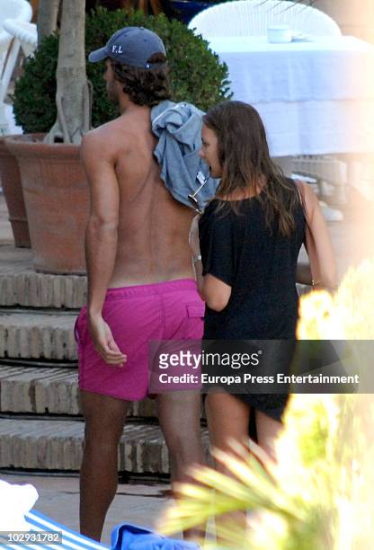 Spanish tennis player Feliciano Lopez and his new girlfriend are seen sighting on July 16, 2010 in Marbella, Spain.