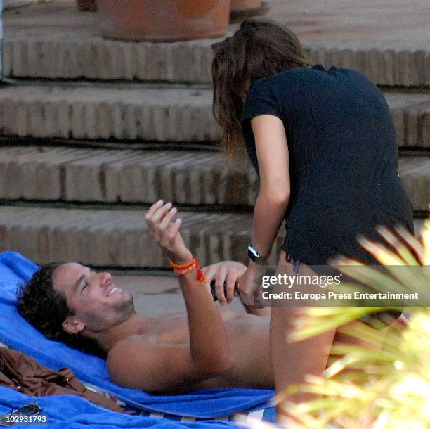 Spanish tennis player Feliciano Lopez and his new girlfriend are seen sighting on July 16, 2010 in Marbella, Spain.