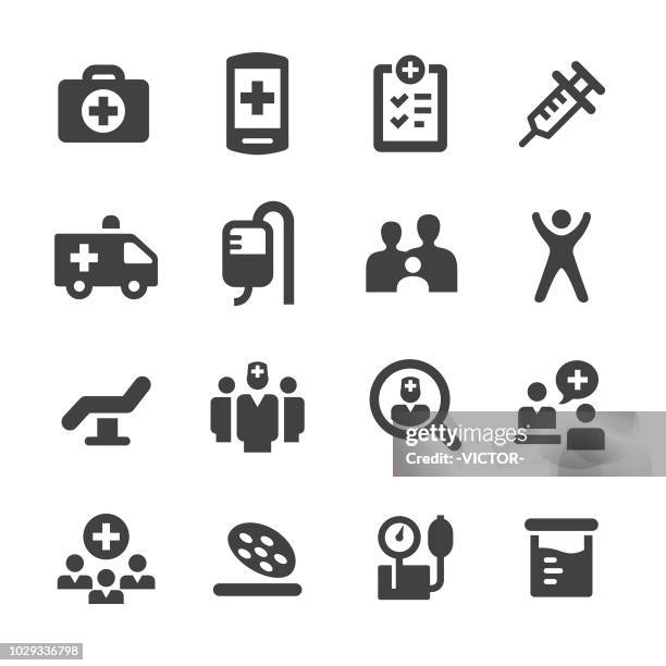 medical and healthcare icons set - acme series - patient stock illustrations