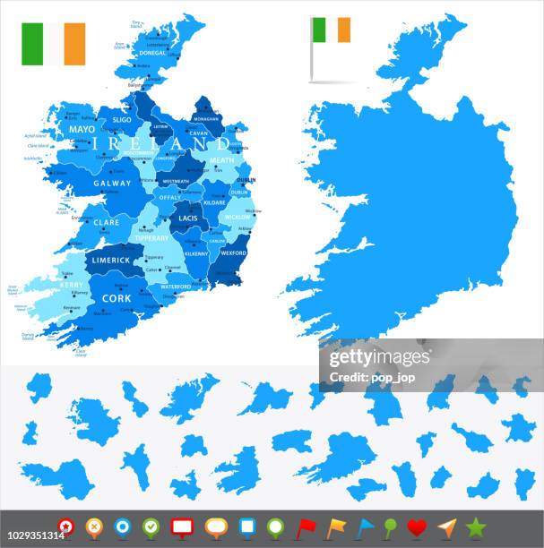 map of ireland - infographic vector - galway stock illustrations