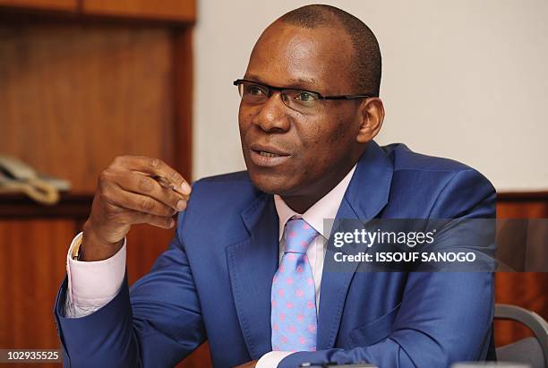 Jean Marc Anga Director of Economics and Statistcs divison of international organization of Cocoa, speaks during a press conference on July 16, 2010...