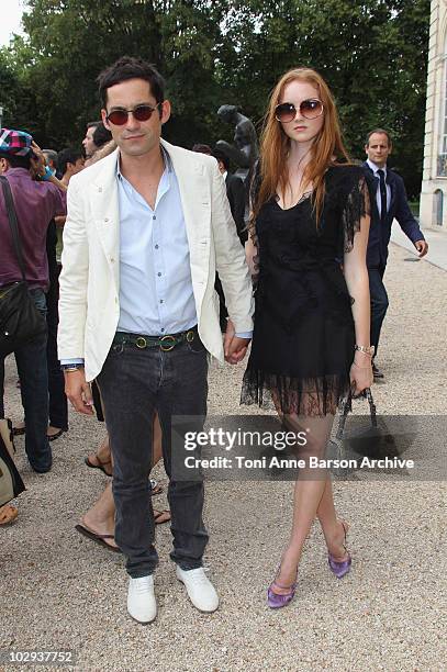Lily Cole attends the Christian Dior Haute Couture show as part of Paris Fashion Week Fall/Winter 2011 at Musee Rodin on July 5, 2010 in Paris,...