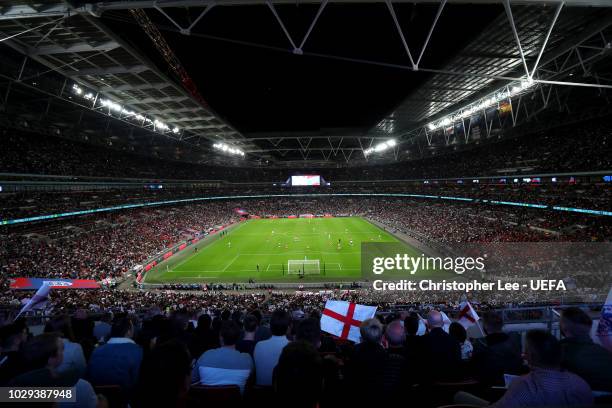 General view inside the stadium during the UEFA Nations League A group four match between England and Spain at Wembley Stadium on September 8, 2018...